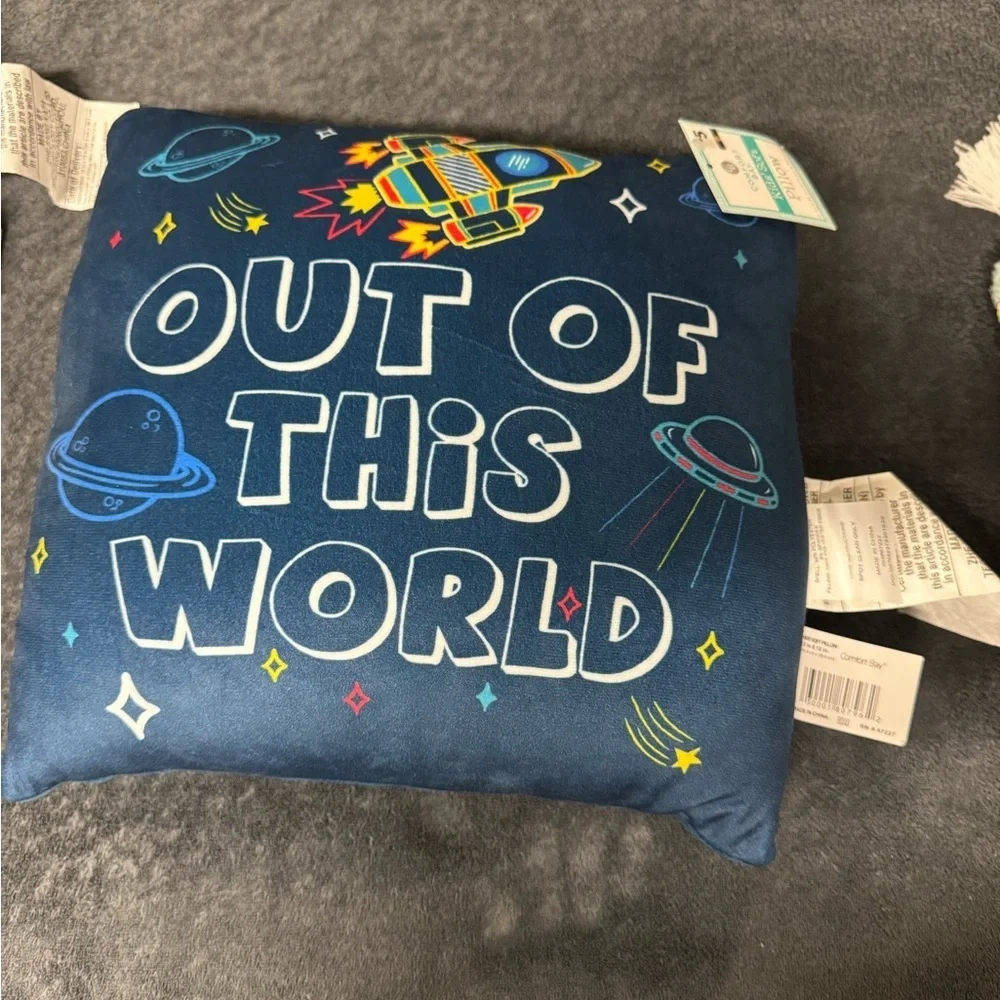 Comfort Bay Kids Space-Themed Pillow Set - Blue and Multicolor